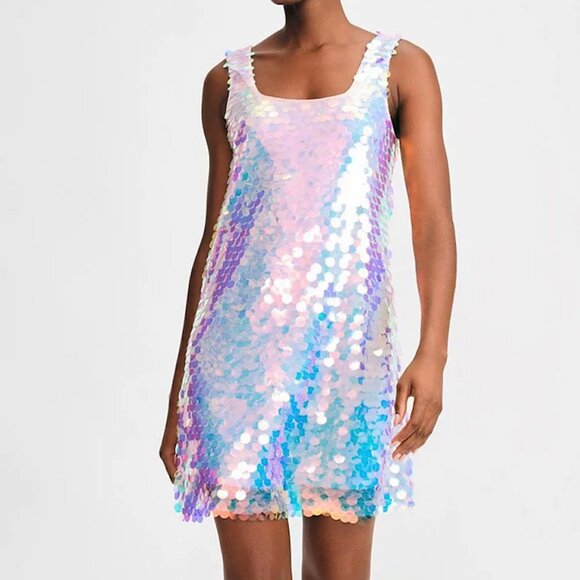 NWT Isaac Mizrahi New York Paillette Tank Minidress - L - Picture 2 of 8